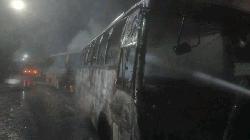 Four killed as ambulance, two buses catch fire in Savar